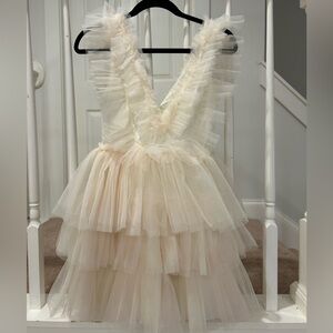 Shipwrecked White Frilly Mini Dress Worn